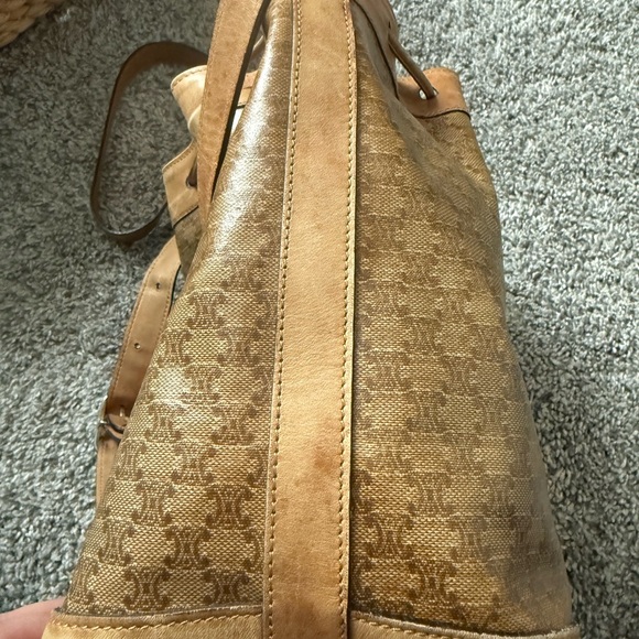 💎VINTAGE 💎AUTHENTIC Celine Macadam Triomphe canvas and leather bucket bag. - Picture 11 of 15